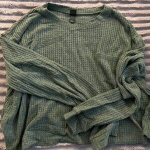 Target Wild Fable, oversized crop long sleeve, size L; army green